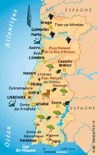carte touristique du portugal - Image